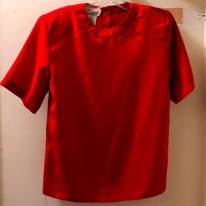 Soft Red Blouse with Shoulderpads